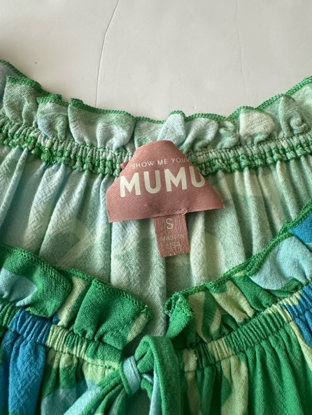 Show Me Your Mumu Small Margo Tunic in vibrant "Abstract Poppy Multi" green/blu - Picture 4 of 11